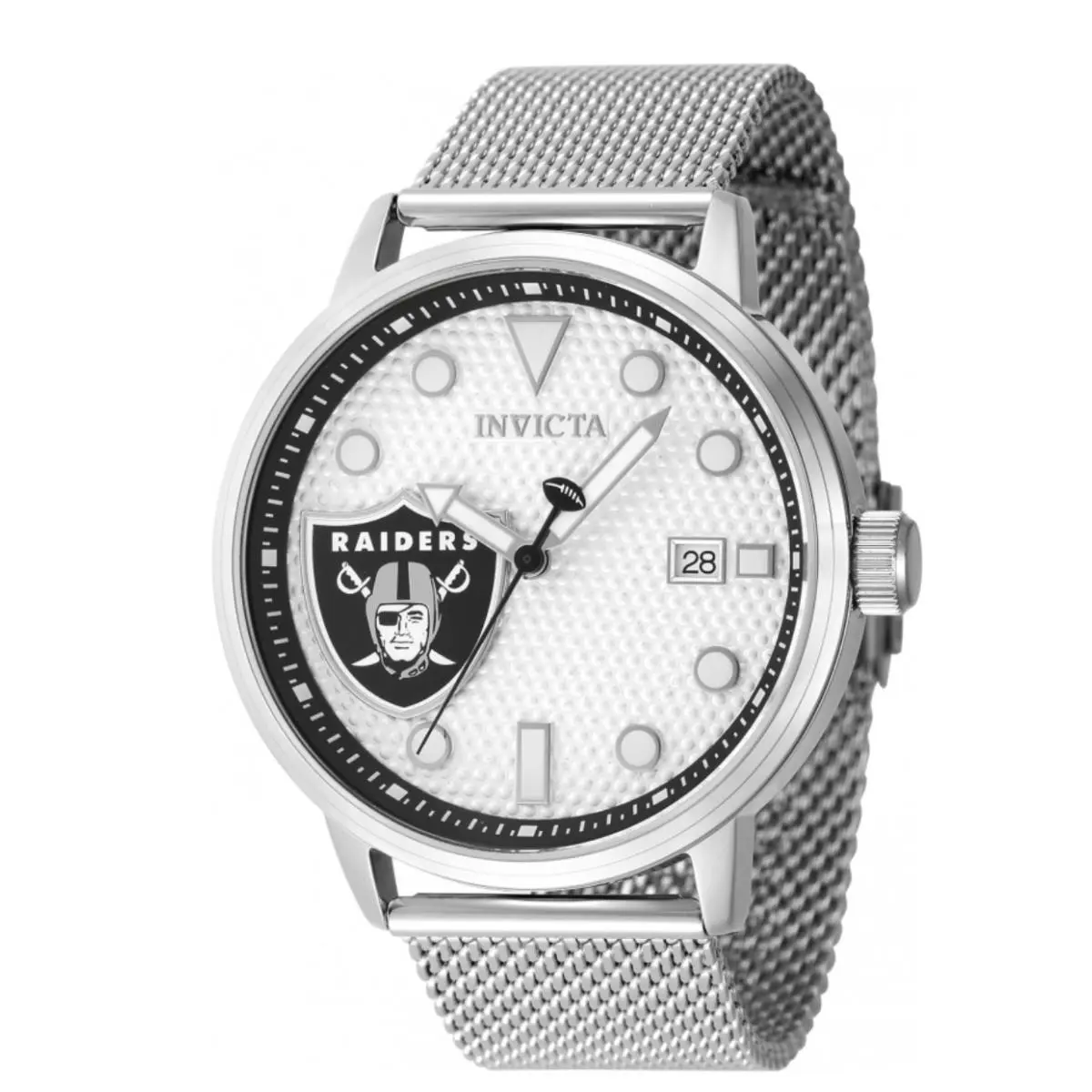 Invicta Nfl Las Vegas Raiders Men`s 44mm Mesh Stainless Quartz Watch 47970