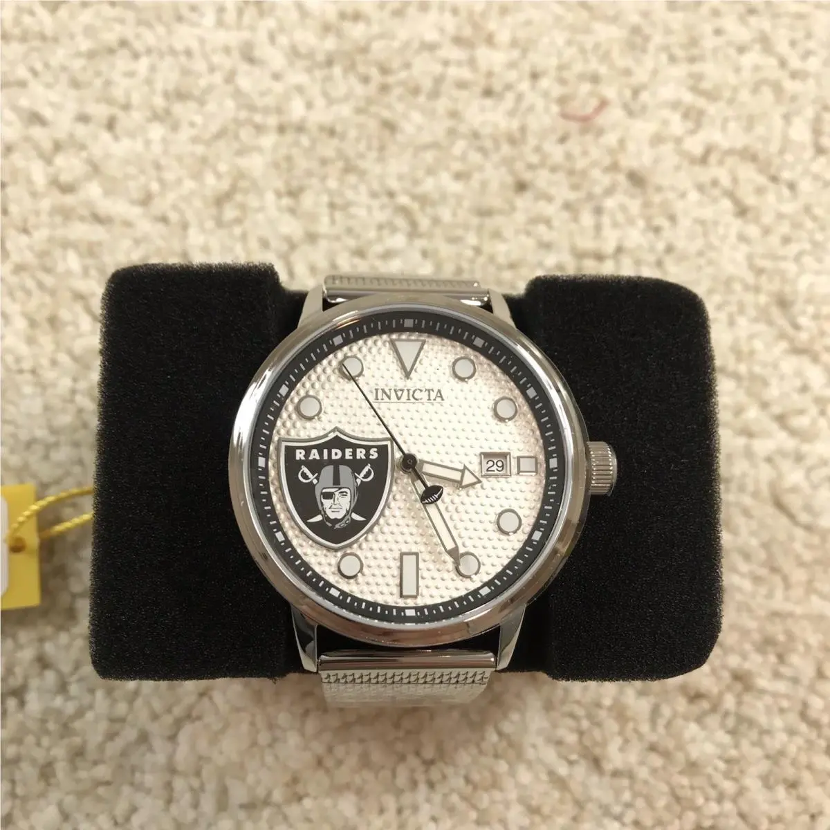 Nfl Las Vegas Raiders Quartz Silver Dial Men`s Watch 47970 44mm by Invicta