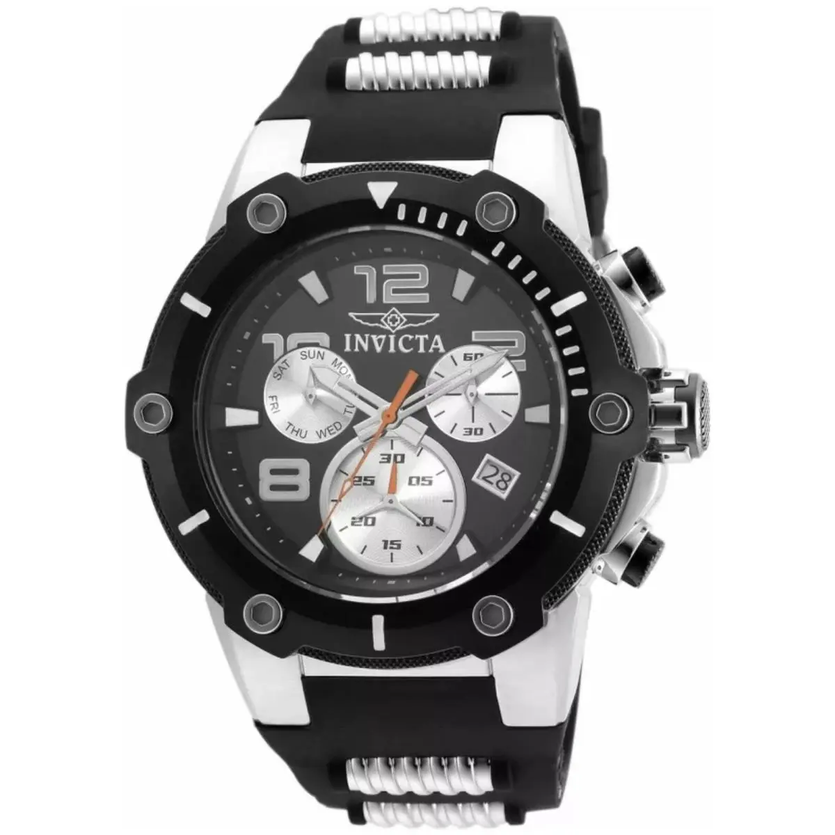 Invicta Speedway Men`s Chronograph Quartz Watch Model 22235 Full Kit - Dial: Black, Band: Black, Bezel: Black