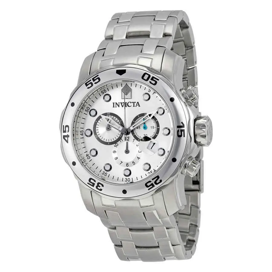 Pro Diver Chronograph Silver Dial Stainless Steel Men`s Watch 0071 by Invicta