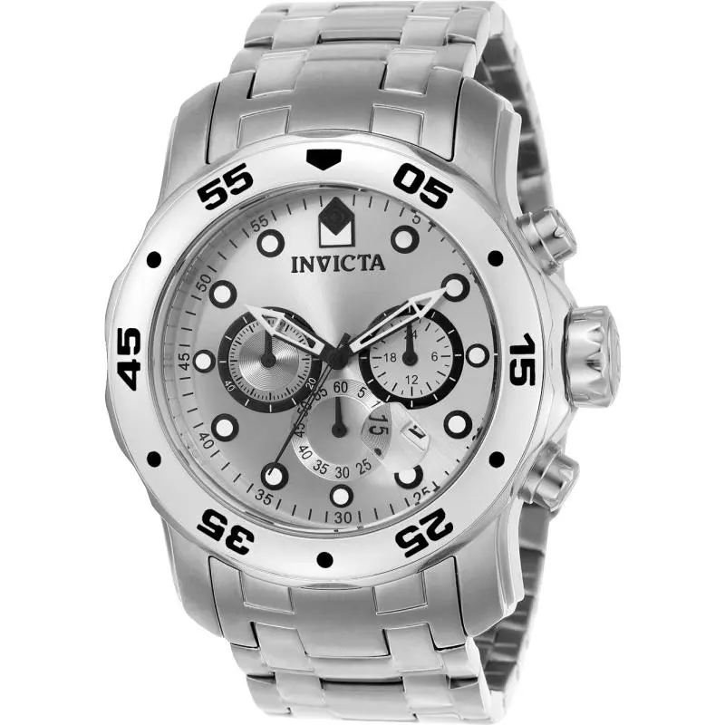 Invicta Men`s 0071 Pro Diver Quartz Chronograph Silver Dial Watch