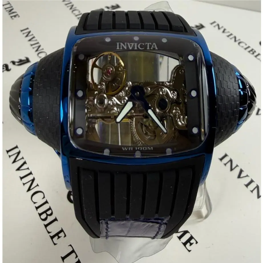 Invicta Vintage Ghost Automatic Skeleton Dial Black Blue 68MM 35276