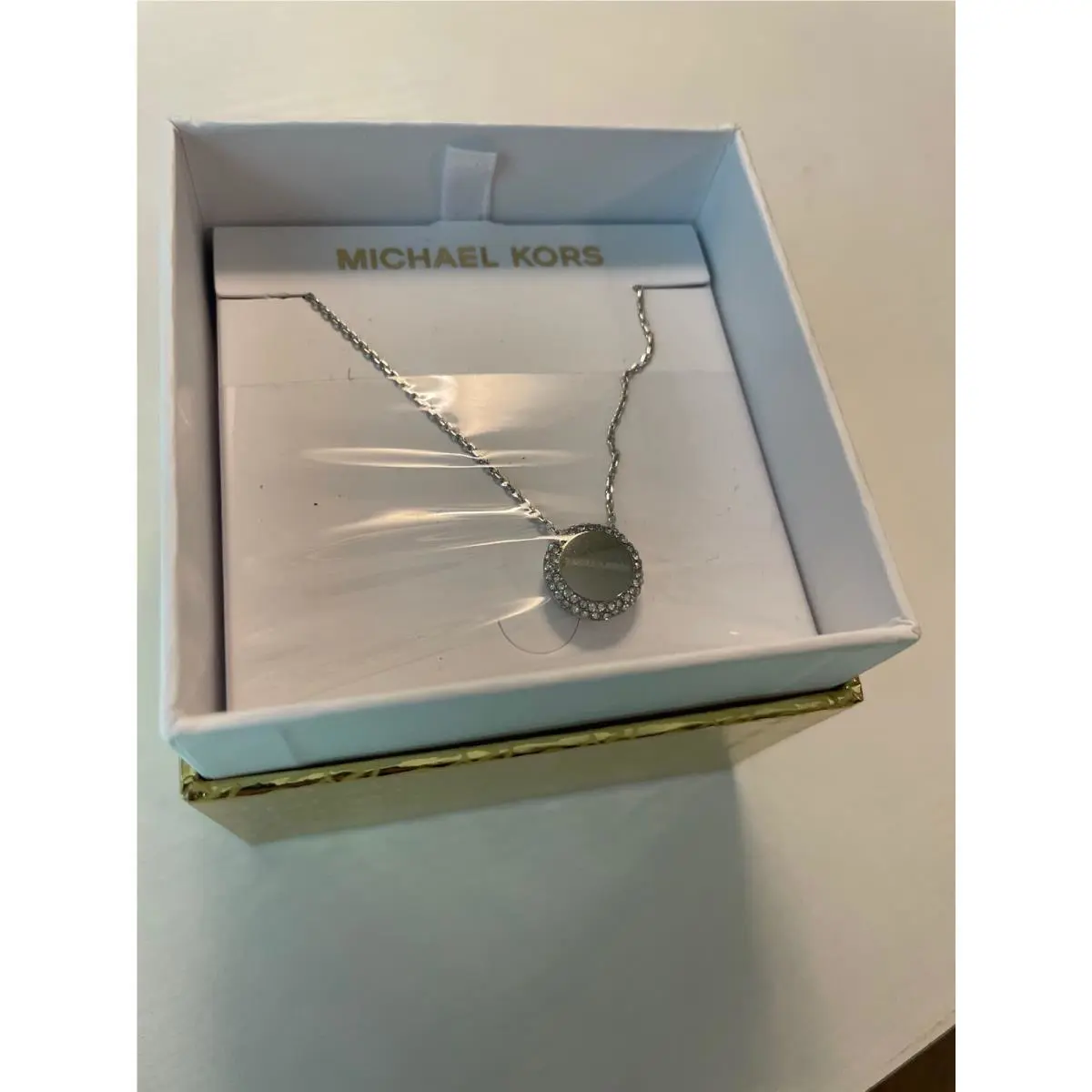 Michael Kors Womens Brilliance Silver Tone Necklace Crystals MKJ6179040