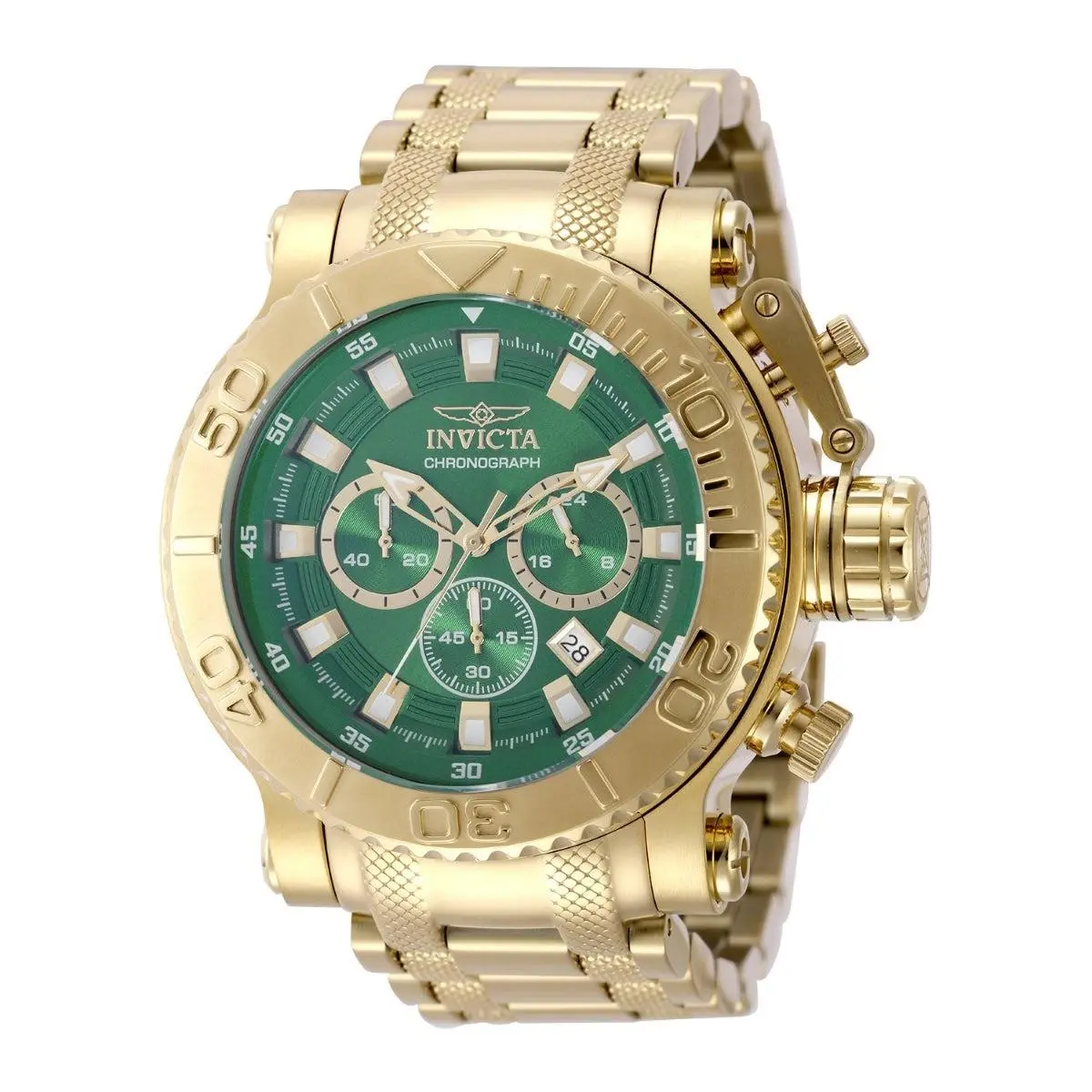 Invicta 50116 Coalition Forces Synarchy Men`s Watch 52mm - Dial: Green, Band: Gold, Bezel: Gold