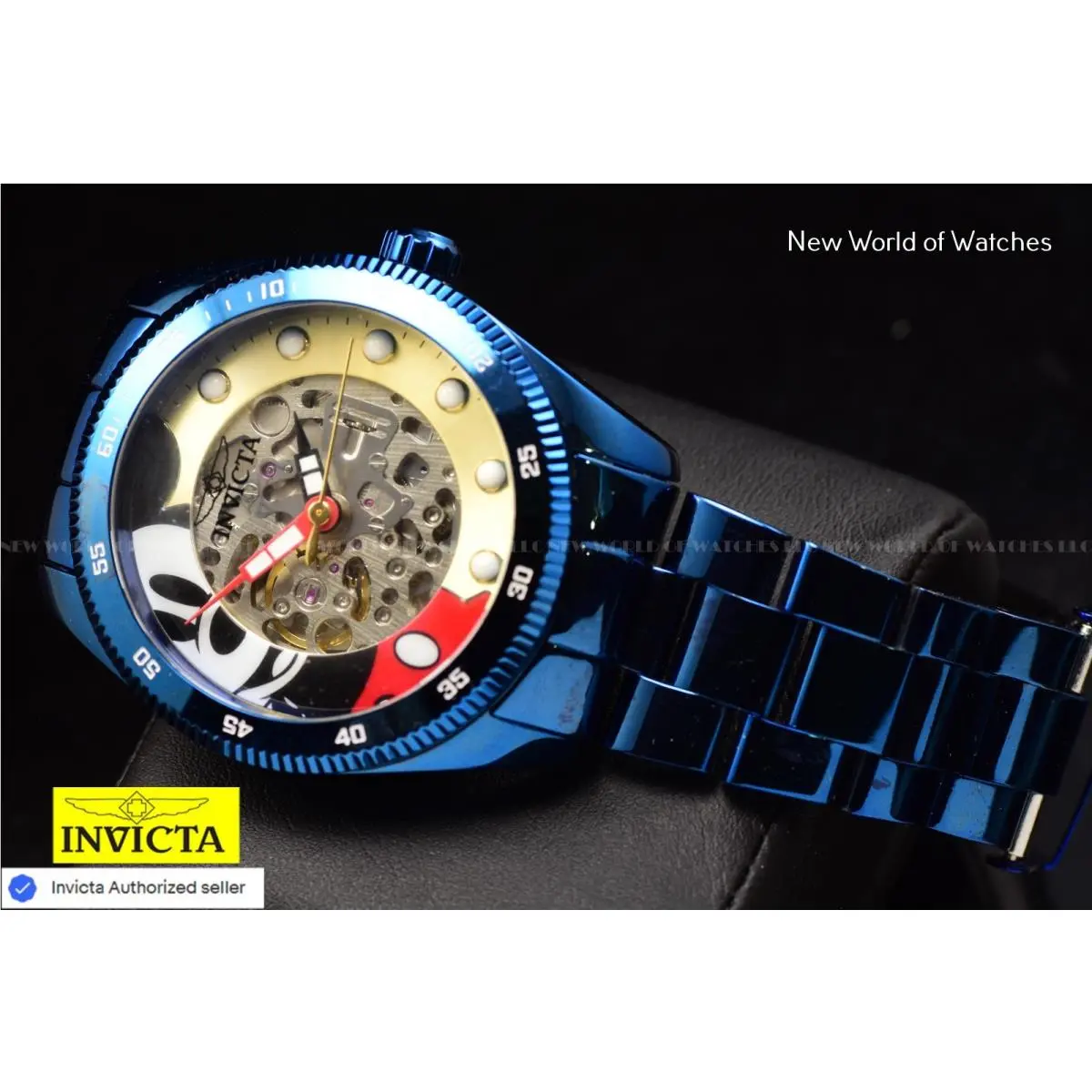 Invicta Men`s Disney Ltd ED Mickey Mouse Automatic 44mm Blue Watch w/ Disney Box