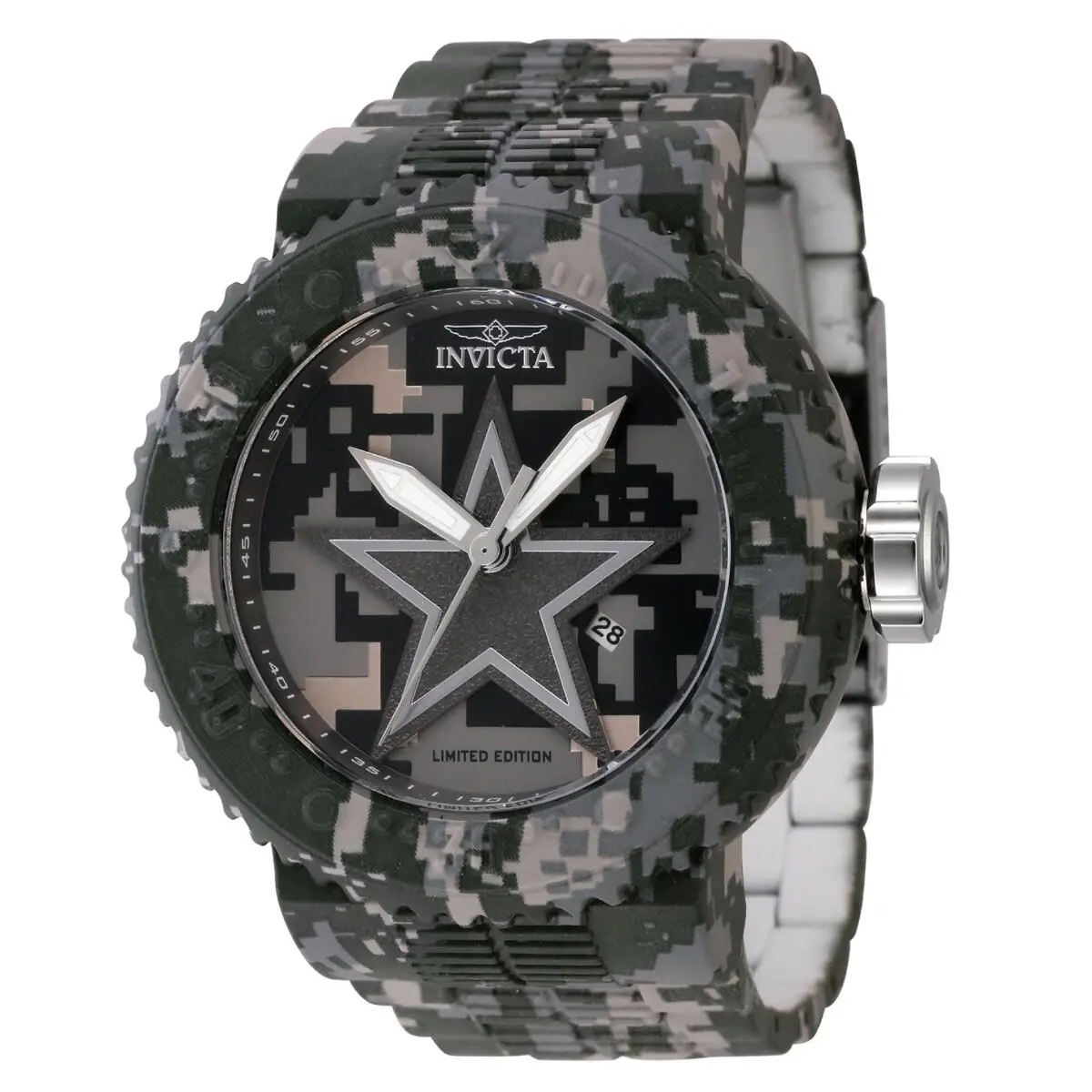 Invicta 45092 Nfl Dallas Cowboys Military Camo Watch Steel Quartz 52MM E
