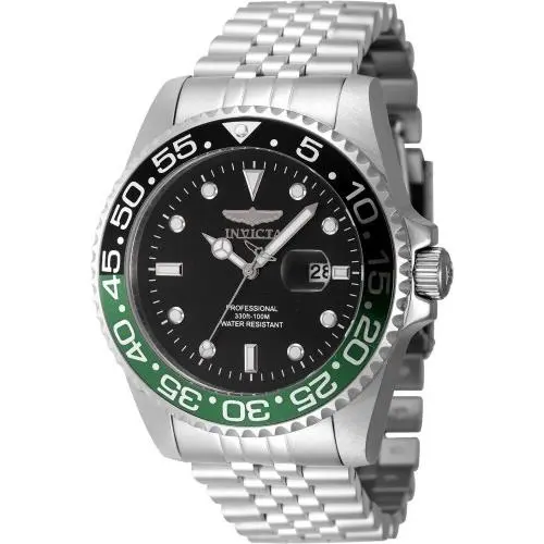Grand Diver 47mm Quartz Sprite Bezel Black Dial SS Men`s Watch by Invicta