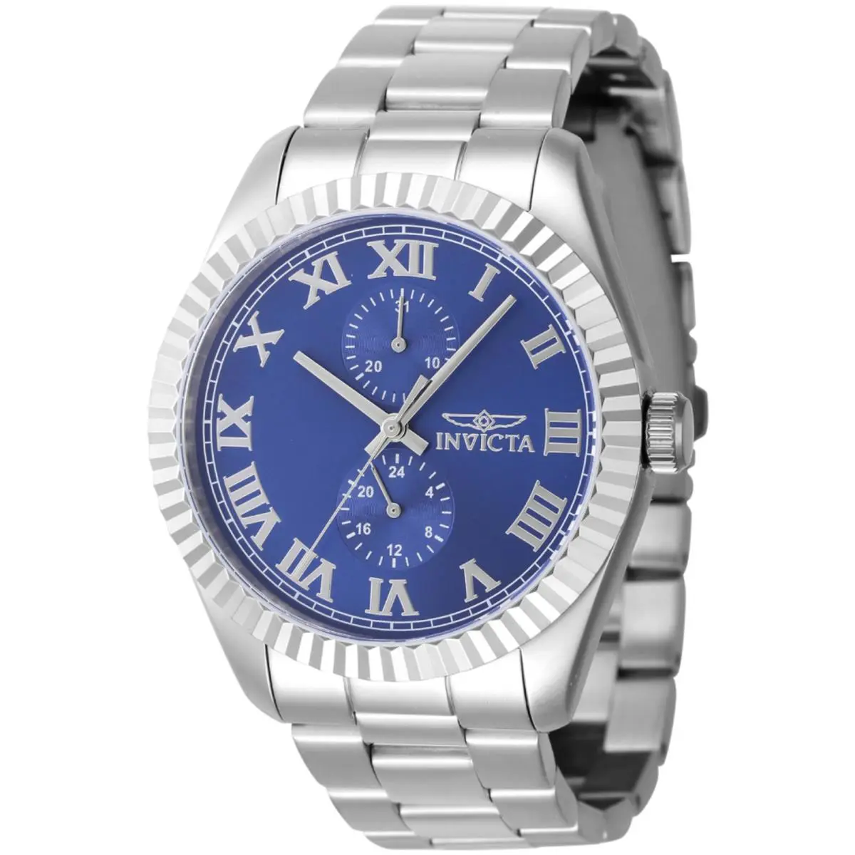 Invicta Men`s Watch Specialty Blue Brass Dial Silver Tone Steel Bracelet 47123 - Dial: Blue, Band: Silver