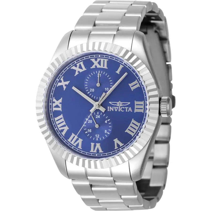 Invicta Specialty Quartz Blue Dial Men`s Watch 47423 - Dial: Blue, Band: Silver-tone, Bezel: Silver-tone