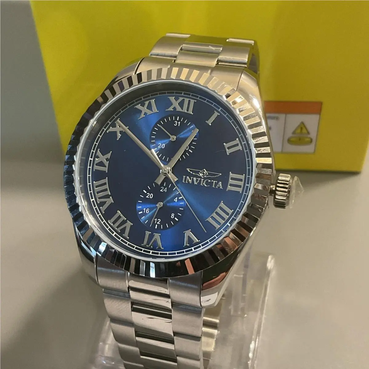 Invicta Specialty Quartz Blue Dial Men`s Watch 47423 - Dial: Blue, Band: Silver-tone, Bezel: Silver-tone