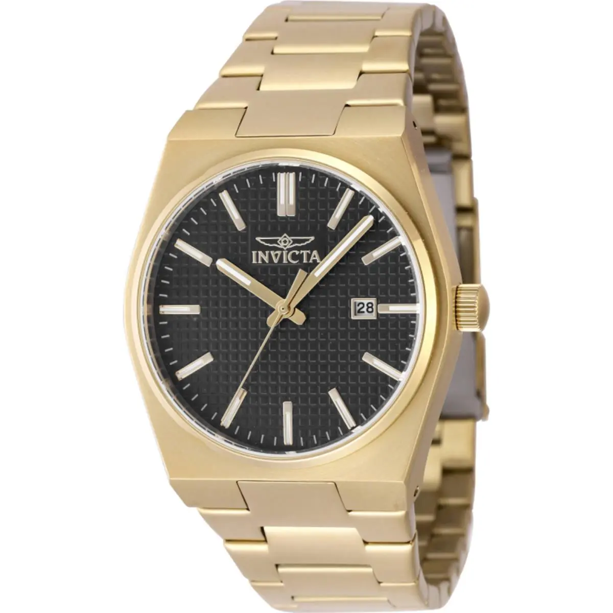 Men`s Watch Speedway Quartz Black Dial Yellow Gold Steel Bracelet 48395 by Invicta