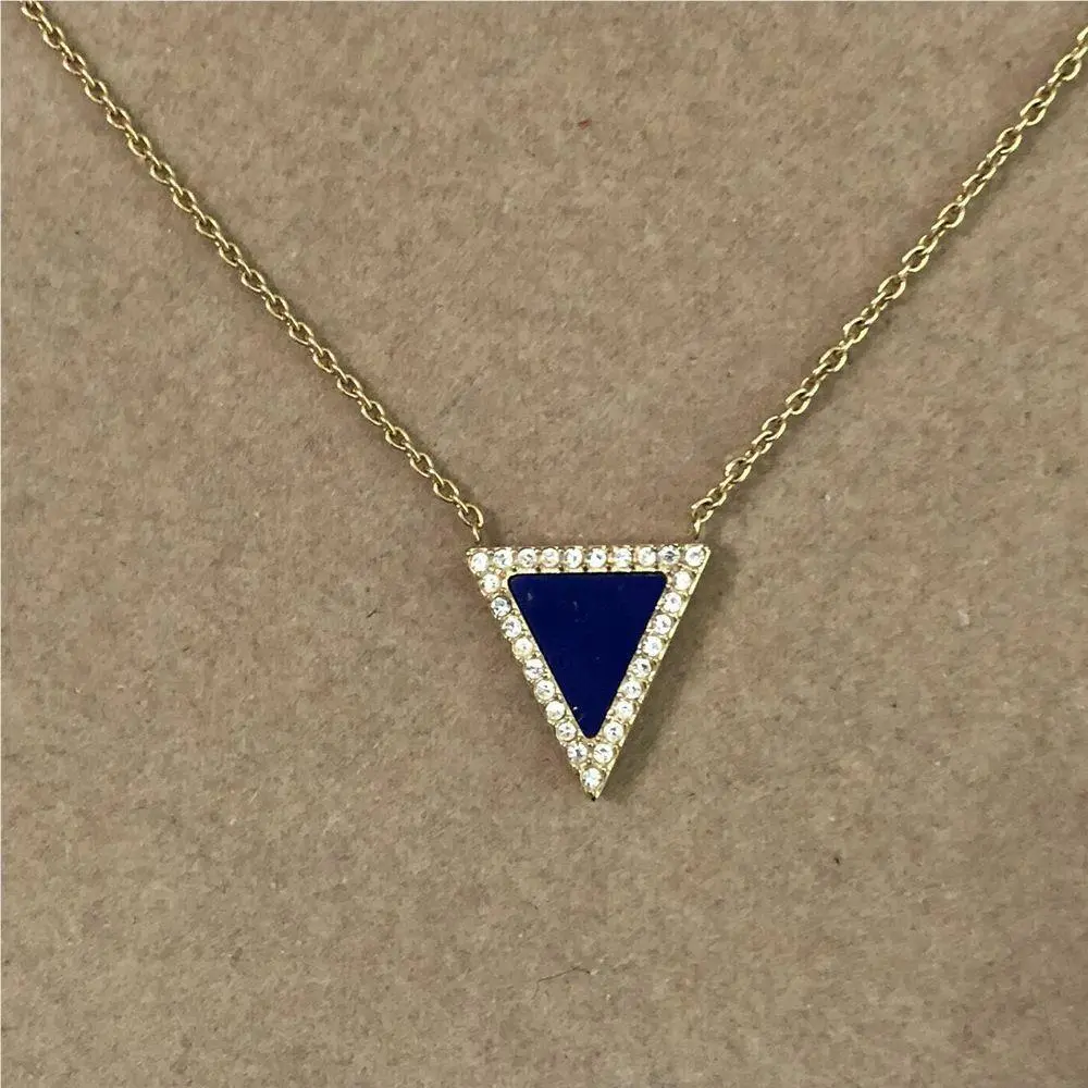 Michael Kors Semiprecious Pave Lapis Triangle Motif Pendant Gold mkj4257710 J1