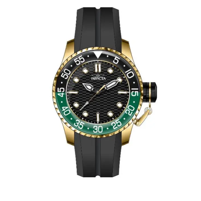 Pro Diver Black Dial Green-black Bezel Men`s Silicone Watch 35661 by Invicta