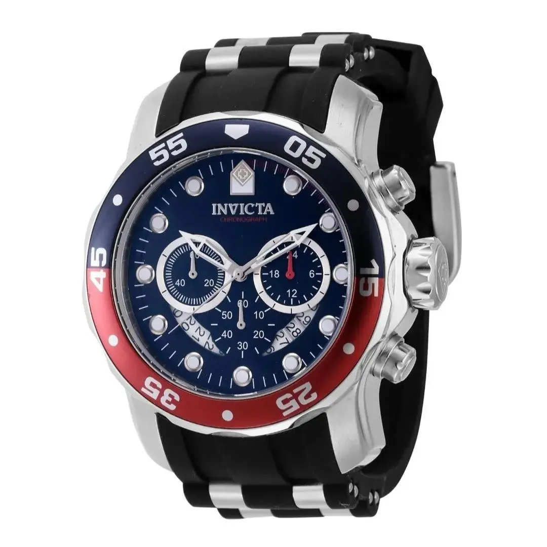 Invicta Pro Diver Scuba Men`s Watch 48mm Black Steel 44521 Pepsi Bezel Blue Dial - Dial: Blue, Band: Black, Silver, Bezel: Blue, Red