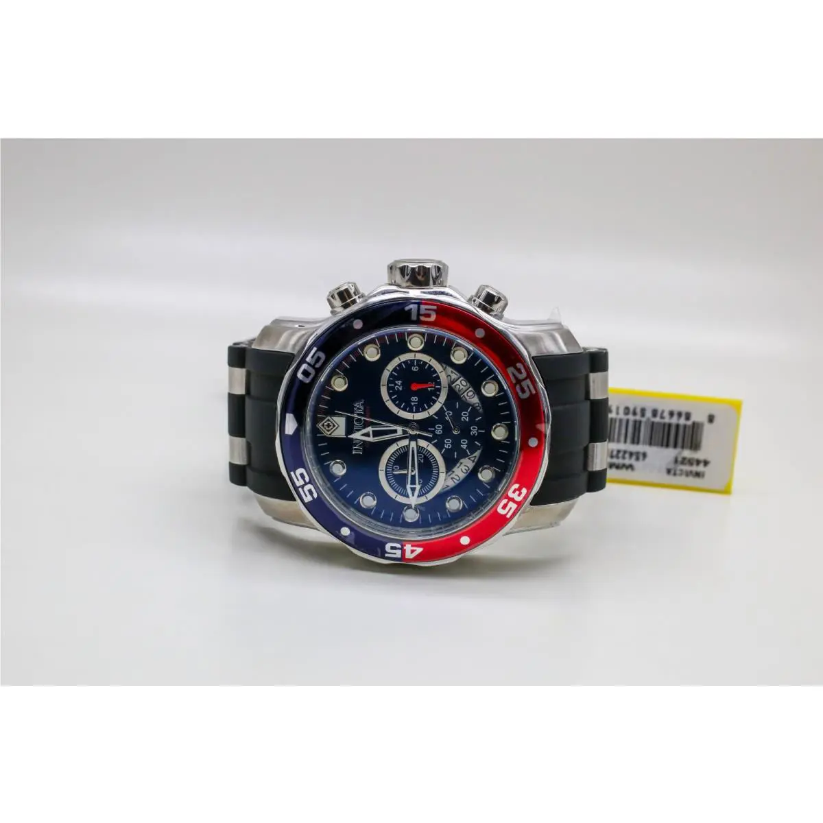 Invicta 44521 48MM Men`s Pro Diver Black Silver Polyurethane Steel Watch - Dial: Black, Band: Black, Silver