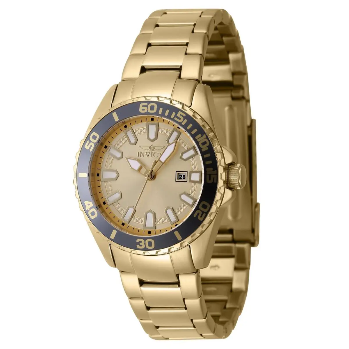 Invicta Pro Diver Lady 34mm Stainless Steel Gold Dial PC22A Quartz 47344
