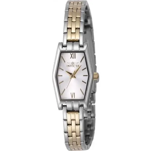 Invicta Angel Quartz Silver Dial Ladies Watch 48128 - Dial: Silver-tone, Band: Two-tone (Gold and Silver-tone), Bezel: Silver-tone and Gold