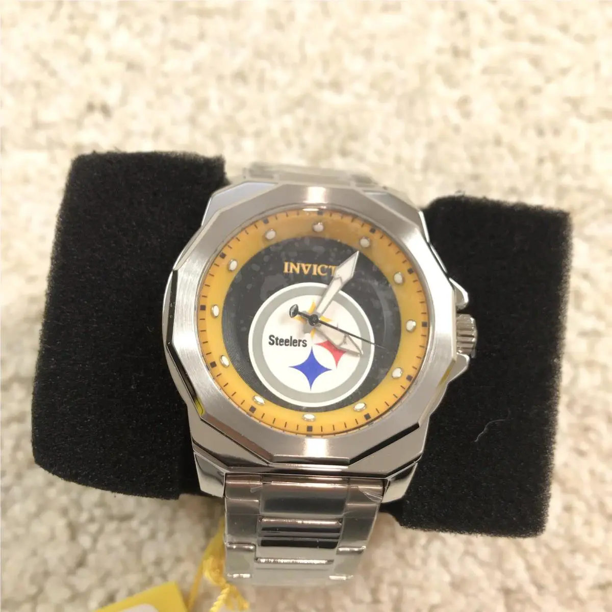 Invicta Nfl Pittsburgh Steelers Mens Watch Quartz Silver Bracelet 47921 42mm