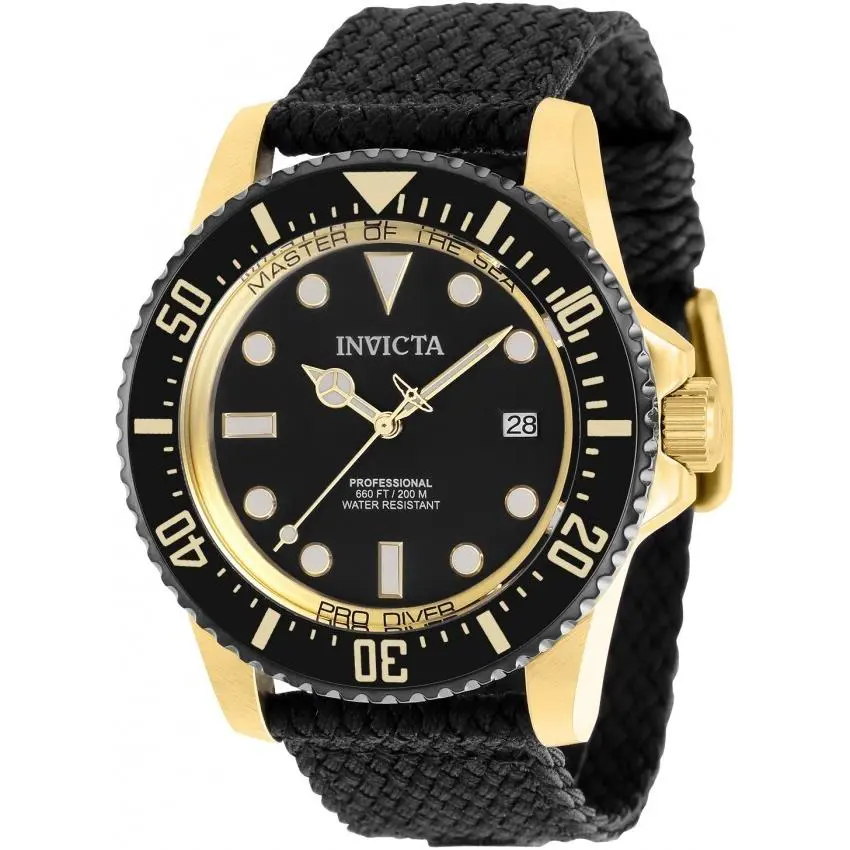 Invicta 38238 Pro Diver Master OF The Sea Automatic Black Gold Watch 44MM