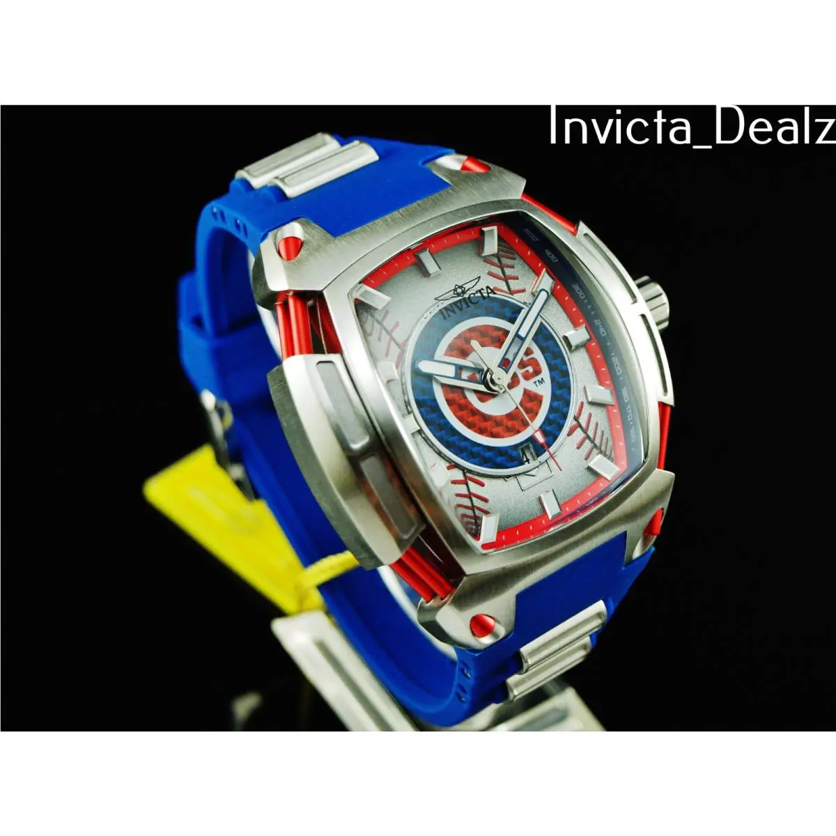 Invicta Men`s 53mm Mlb Diablo Tonneau Chicago Cubs Blue Strap SS Watch