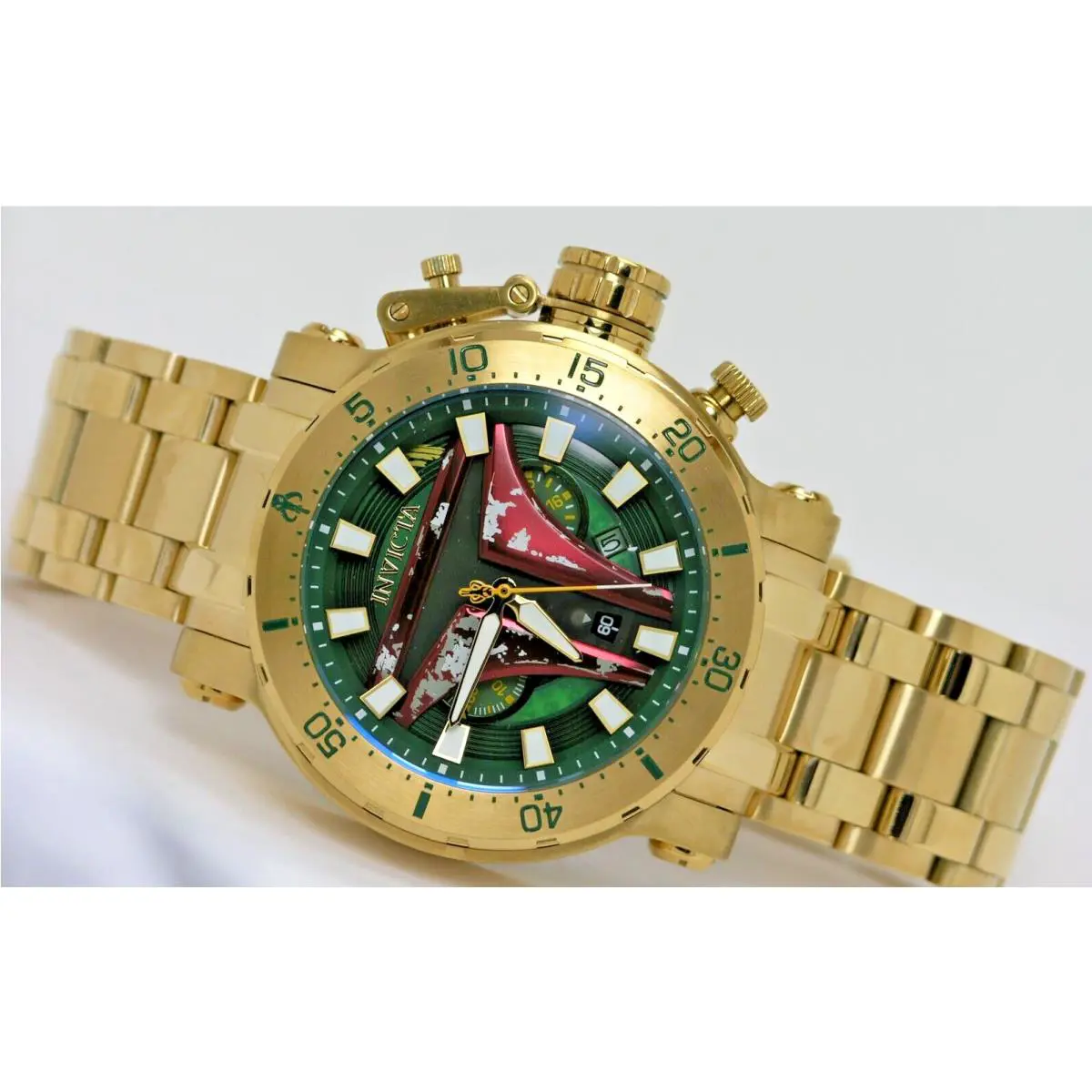Invicta 40610 Limited Star Wars Boba Fett Gold Steel Chrono Watch 52MM A