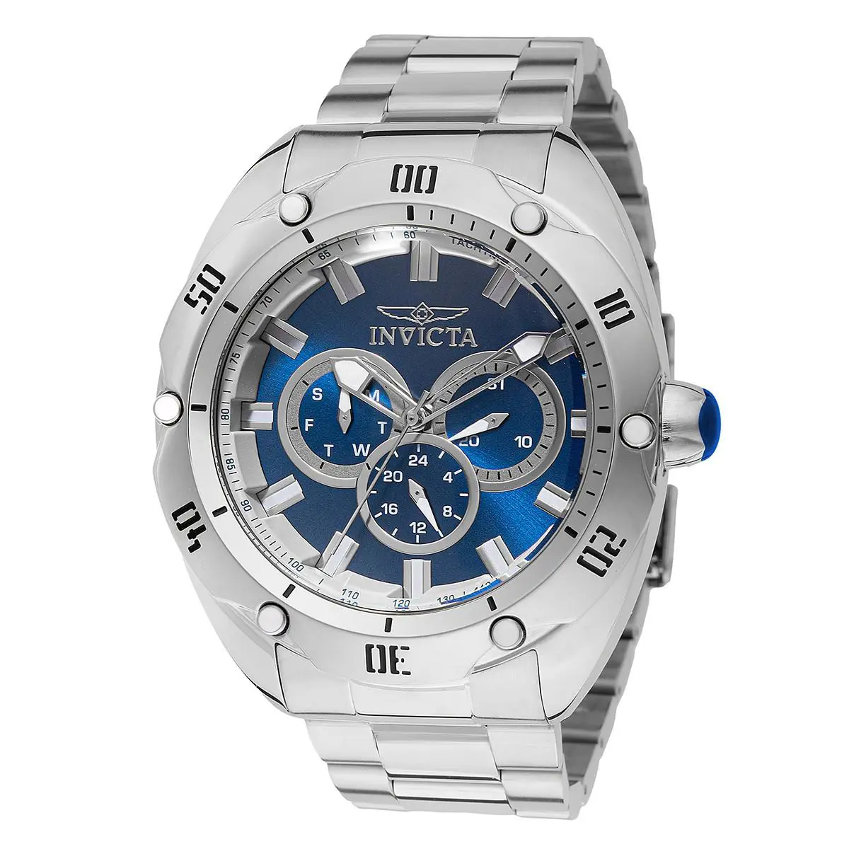 Invicta Men`s Venom Blue Chronograph Dial 50mm Chrome Silver Watch