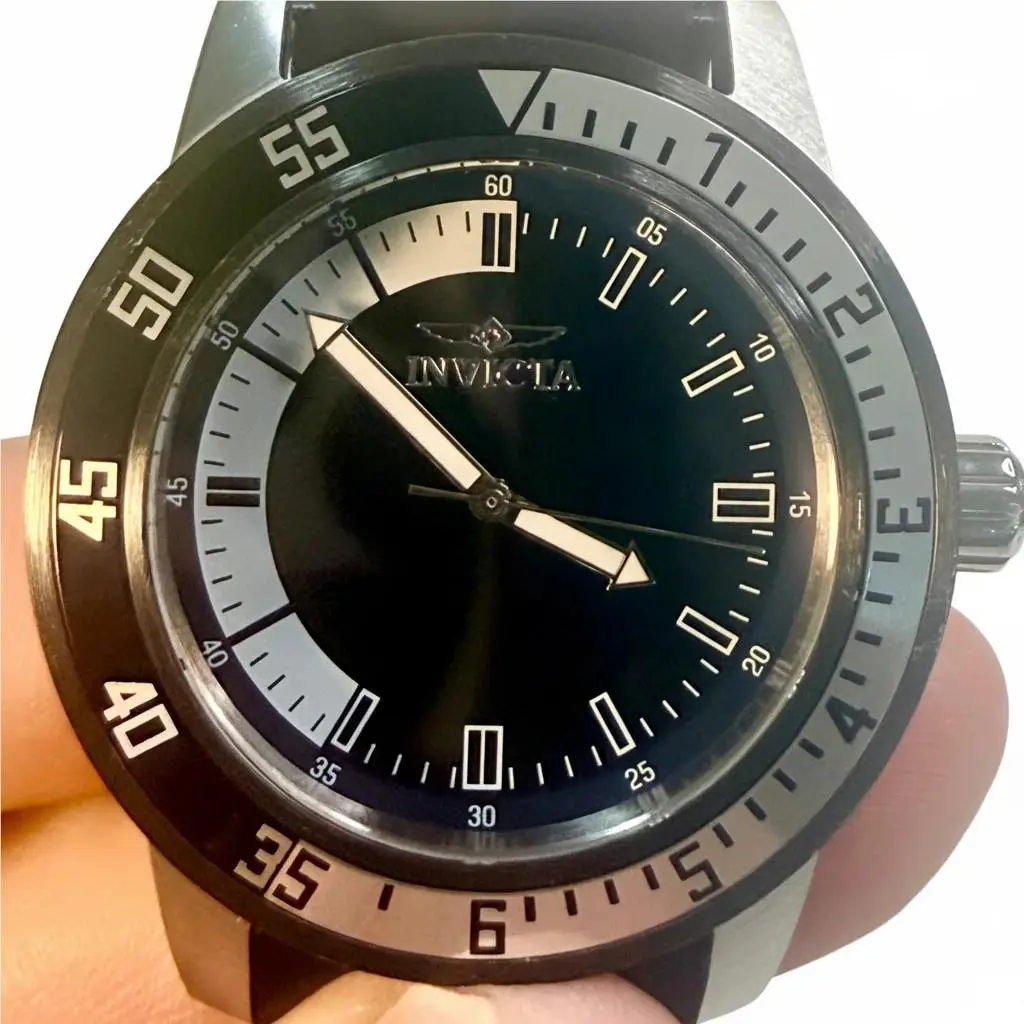 34013 Invicta Specialty Compass Mens Watch 45mm Black Dial Steel Split Bezel - Dial: Black, Band: Black, Bezel: Black