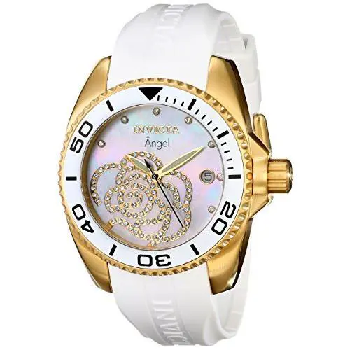 Invicta 0488 Women`s Angel Crystal White Rubber Watch