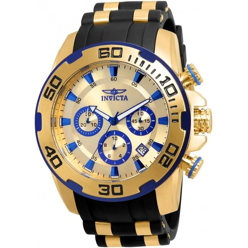 Invicta Pro Diver Chronograph Quartz Gold Dial Men`s Watch 22308