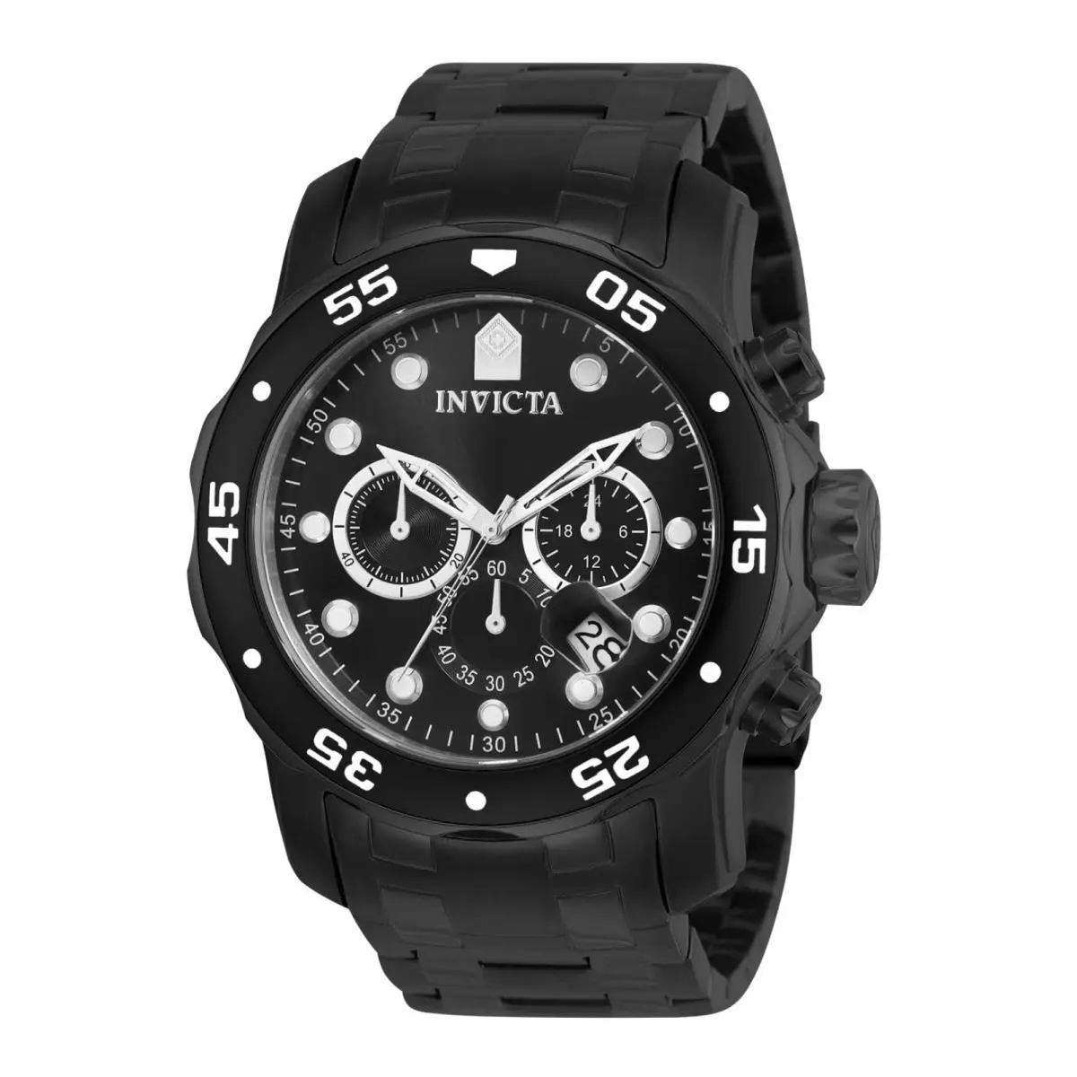 Invicta Men`s Pro Diver Chronograph Black Ion-plated Stainless Steel Watch 0076