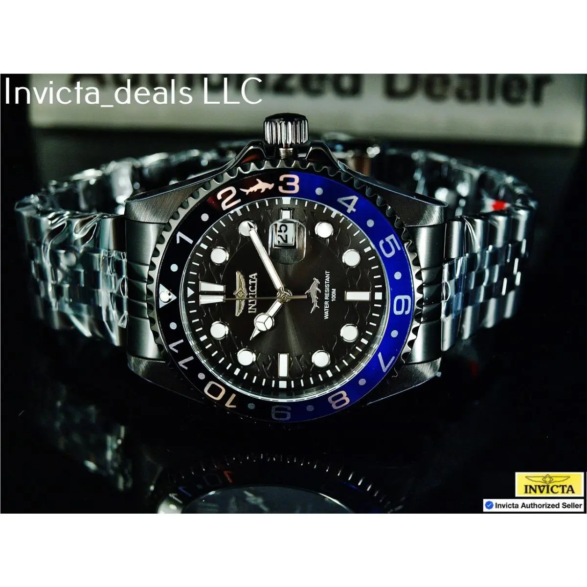 Invicta Pro Diver 43mm Men`s Watch Silver Gold Two-tone Hammerhead Shark 44709