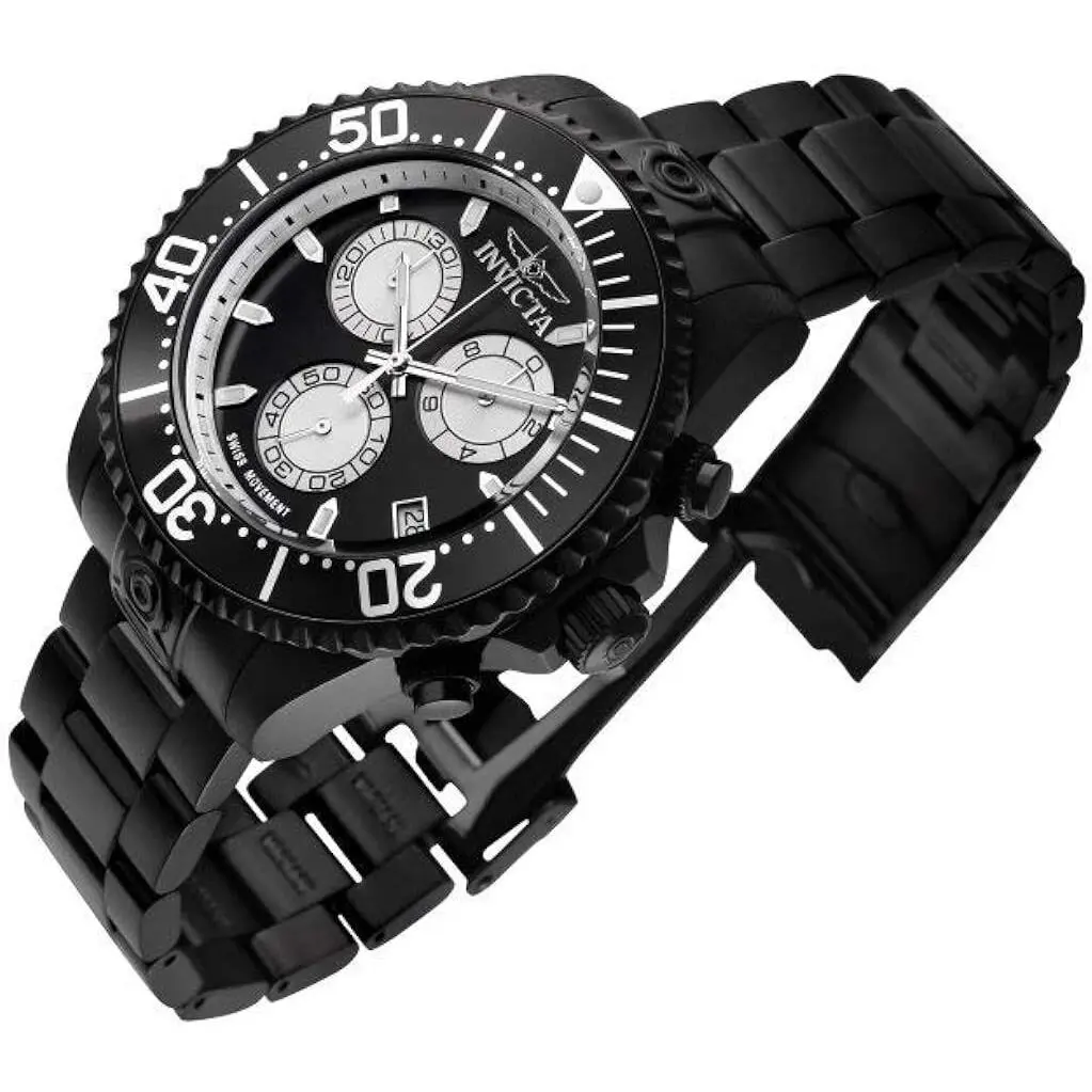 Invicta 26852 Pro Diver Black Stainless Steel Chronograph Men`s Quartz Watch