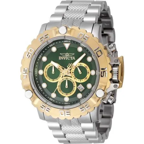 Invicta Men`s 55.40 Subaqua Quartz Chronograph Green Dial Gold/silver Tone Watch