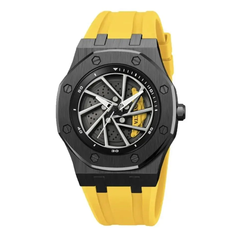 Invicta Speedway Rim Men`s 42mm Watch Yellow Black Racing Brake Caliper 69493