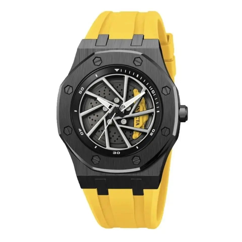 Invicta Speedway Rim Men`s 42mm Watch Yellow Black Racing Brake Caliper 69493