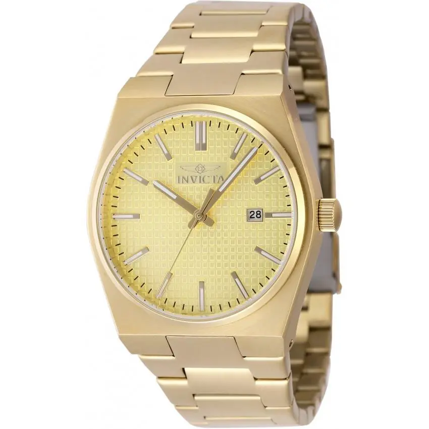 Invicta Speedway Zager Exclusive Quartz Gold Dial Men`s Watch 48398 - Dial: Gold-tone, Band: Gold-tone, Bezel: Gold-tone