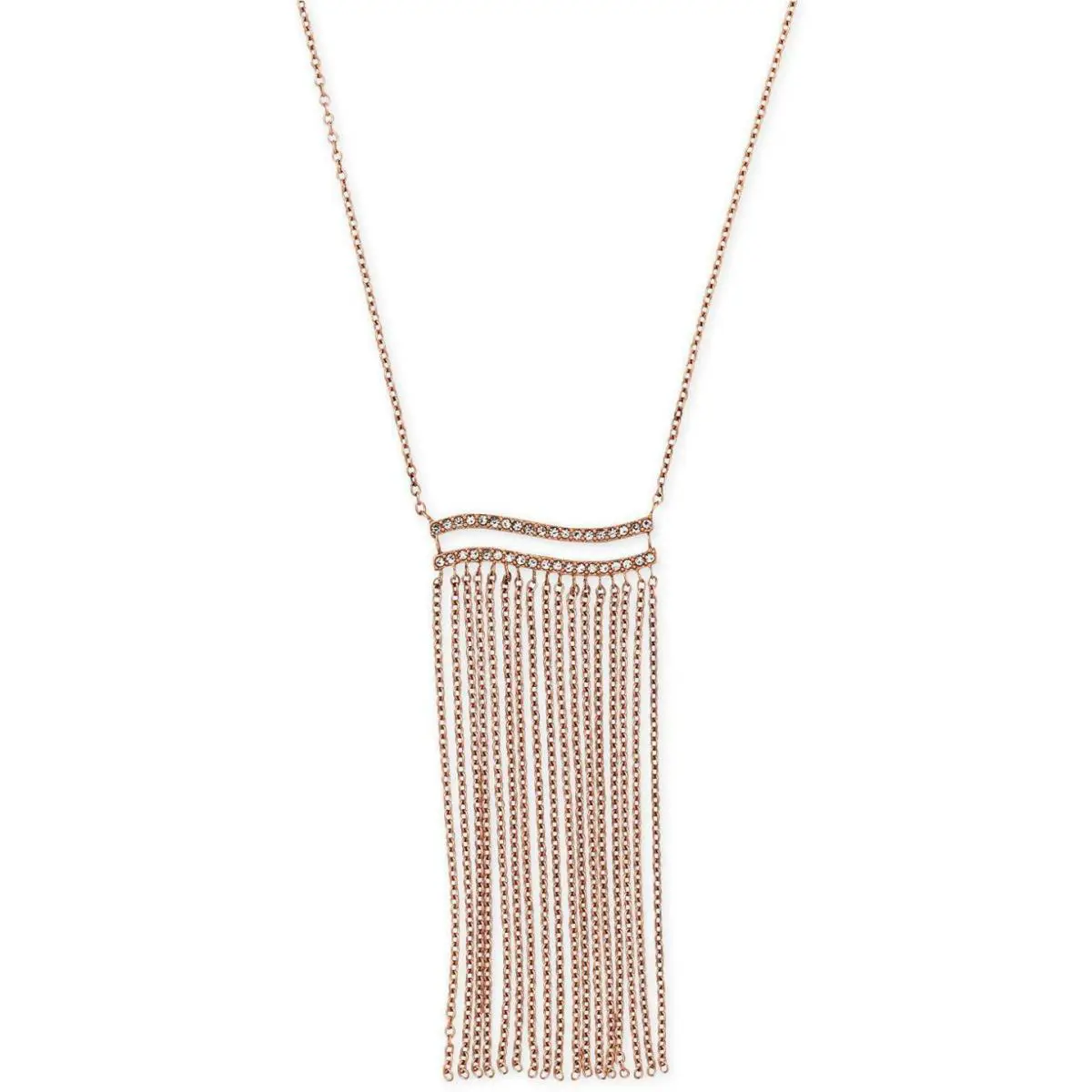 Michael Kors Wonderlust Rose Goldtone Fringe Pendant Long Necklace MKJ6636791