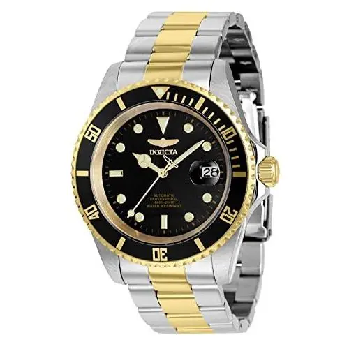 Invicta Men`s 8927OBXL Pro Diver Automatic 3 Hand Black Dial Watch - Gold, Steel, Dial: Black, Band: Steel, Gold