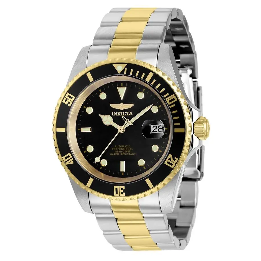 Invicta Pro Diver Automatic Black Dial Men`s Watch 8927OBXL - Dial: Black, Band: Two-tone (Gold and Silver-tone), Bezel: Silver-tone and Gold