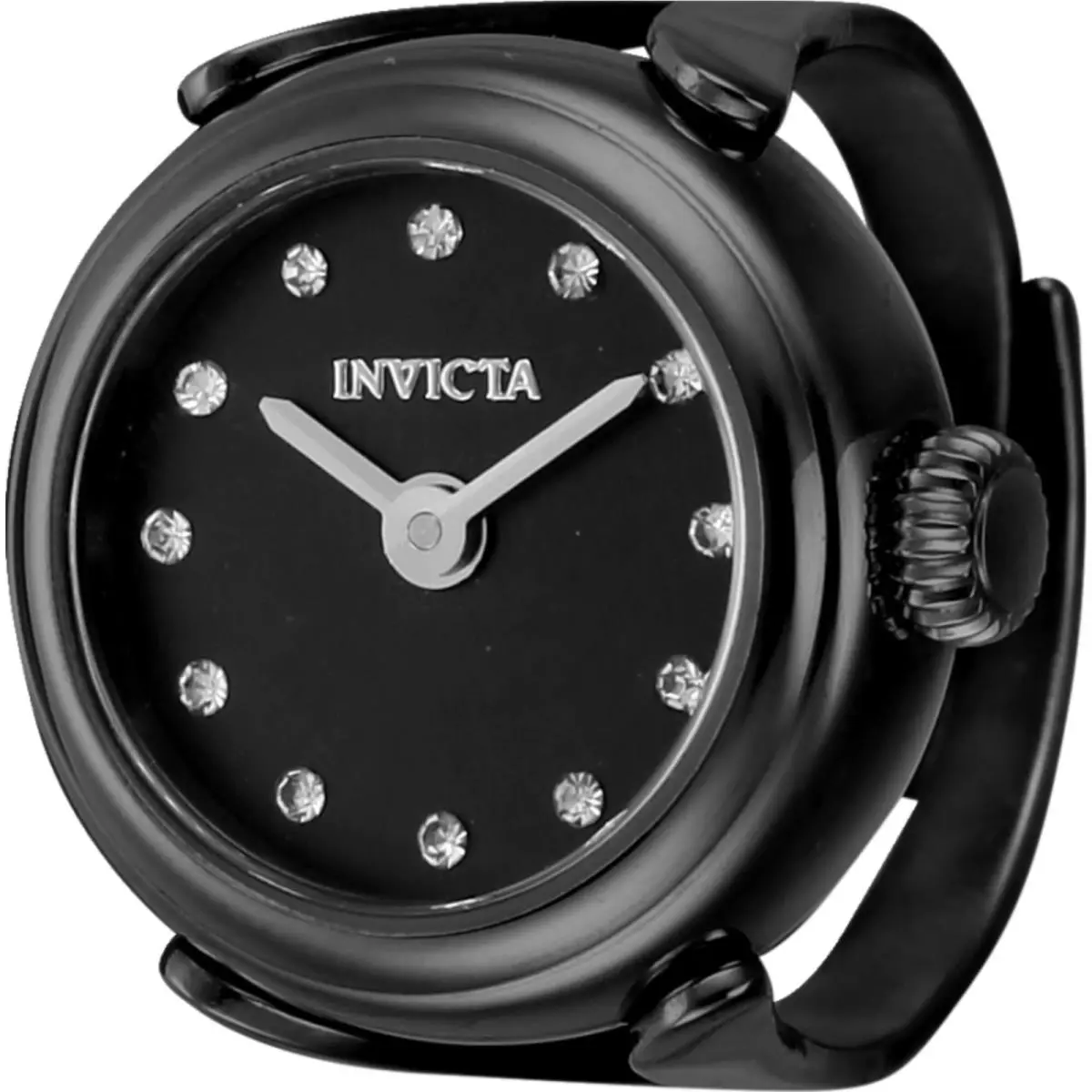 Invicta Women`s Watch Ring Mini Angel Stainless Steel Case Black Dial 44484