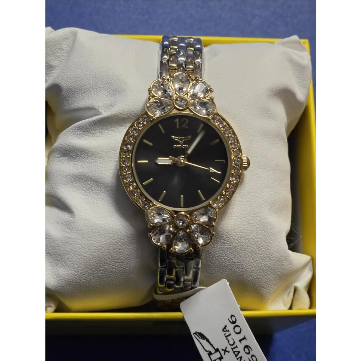 Invicta Women’s Watch – Gold Silver Tone – Crystal Bezel - Dial: Gold, Band: Gold, Bezel: Gold