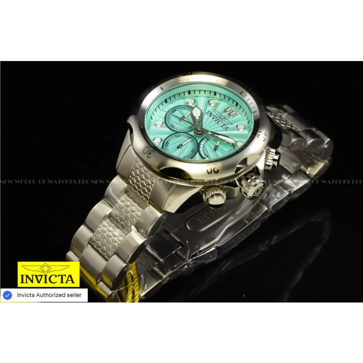 Invicta Men`s 46mm Venom Turquoise Chronograph Dial Steel Tone Watch