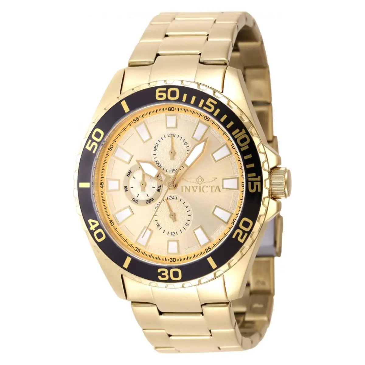 Invicta Pro Diver Gmt Date Quartz Gold Dial Men`s Watch 47577