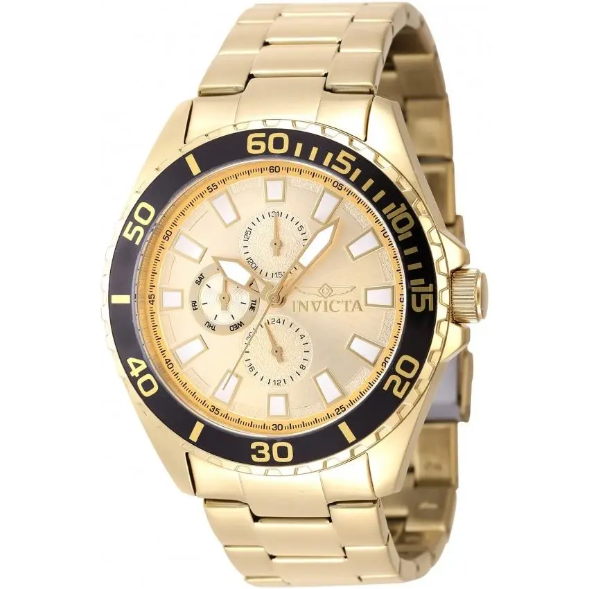 Pro Diver Gmt Date Quartz Gold Dial Men`s Watch 47577 by Invicta