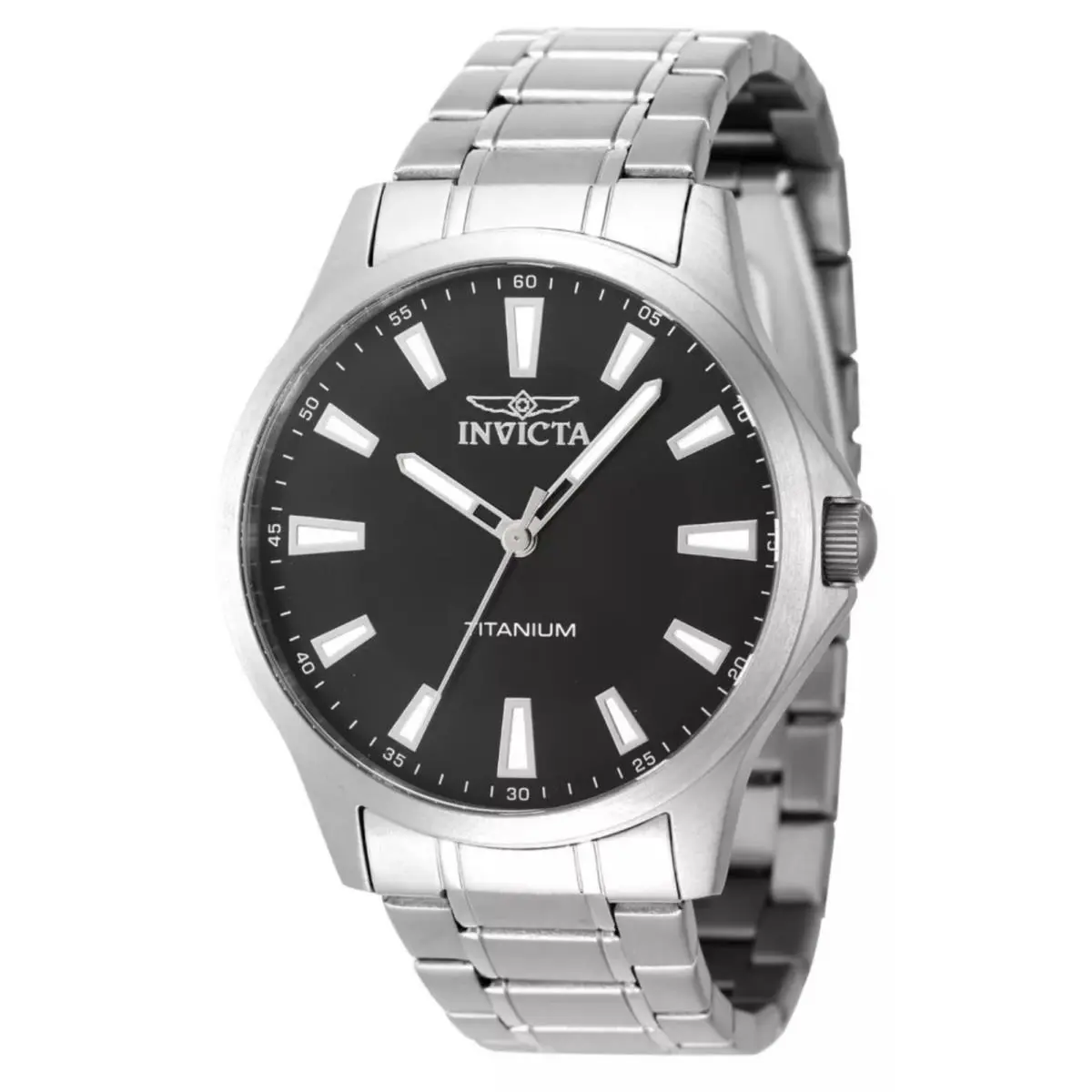 Solid Titanium Invicta TI-22 Men`s Watch - 43mm Silver Black 47515