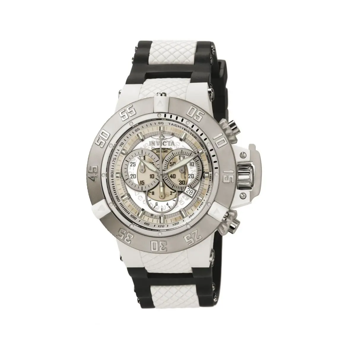 Watch Invicta 0924 Subaqua Man 50 Stainless Steel Plastic - Dial: Silver, Brown, Gray, White, Black, Clear, Band: Silver, White, Black, Bezel: Silver