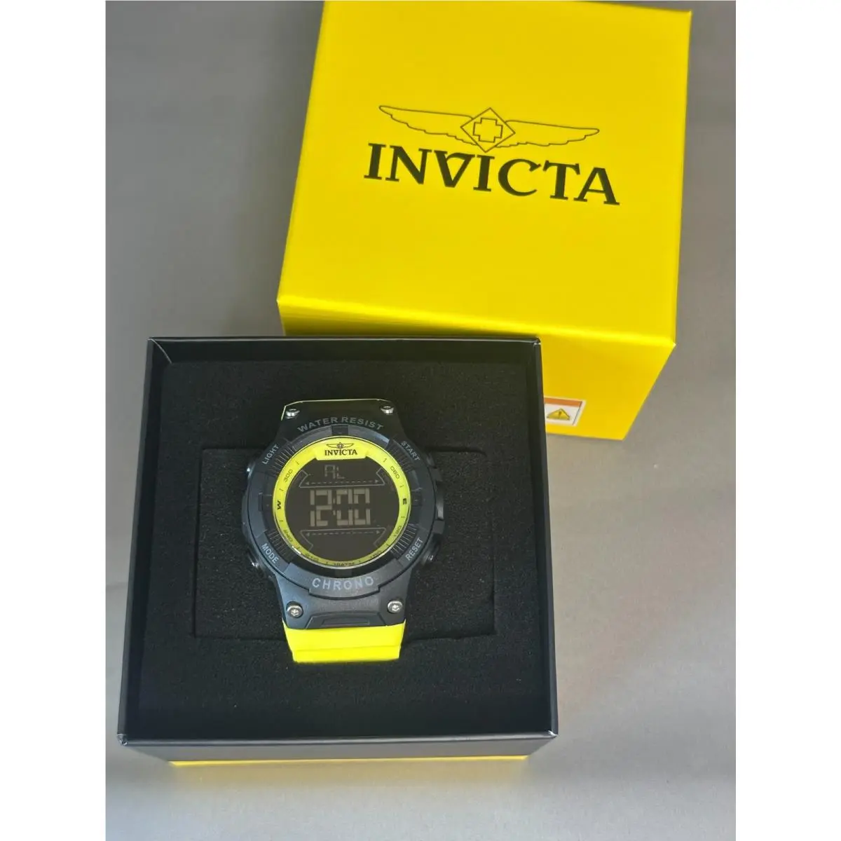 Invicta 47527 Men`s Digital Chronograph Sport Watch Black Yellow Box