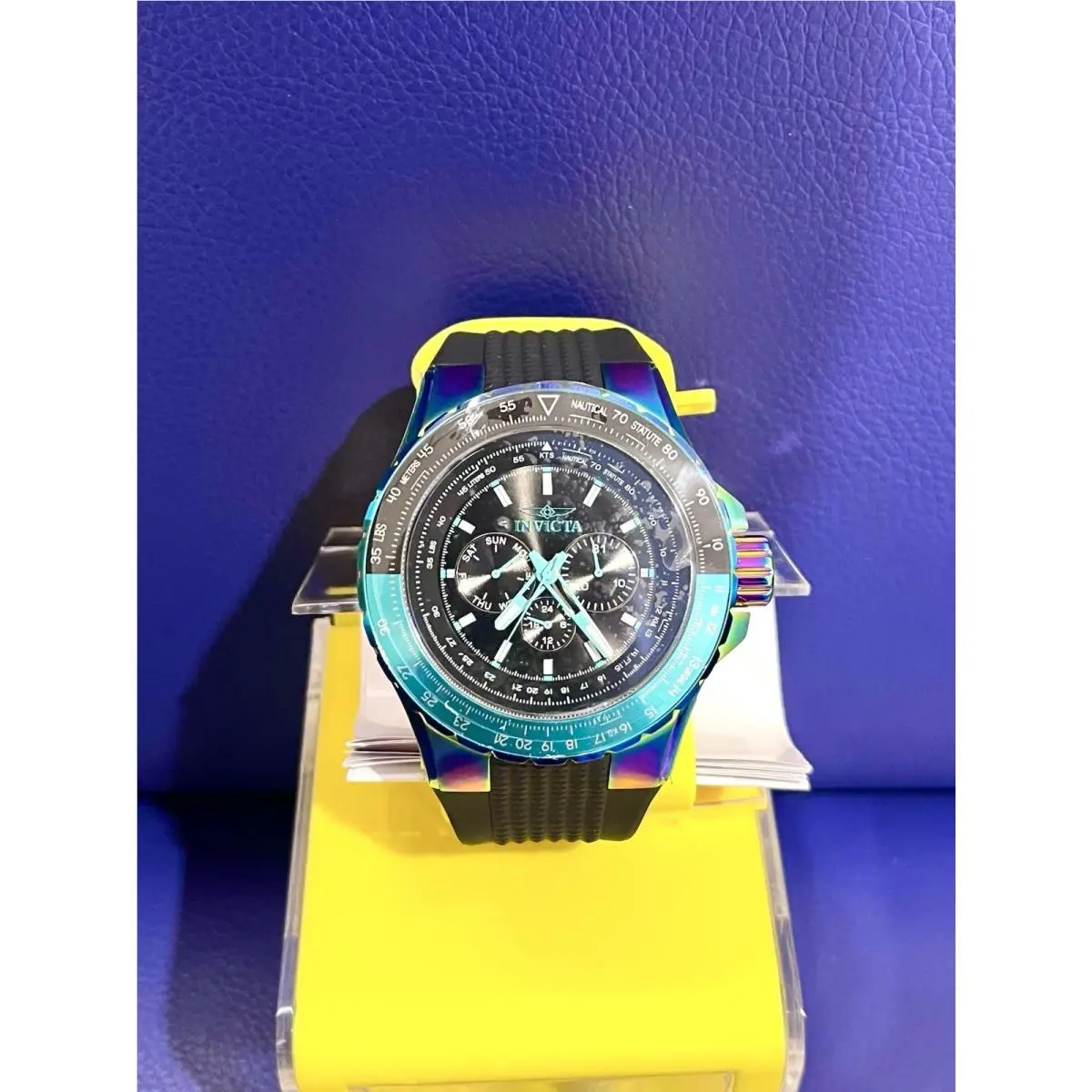 Invicta Aviator Skyshock 50mm Men`s Watch Iridescent Color Multi Function