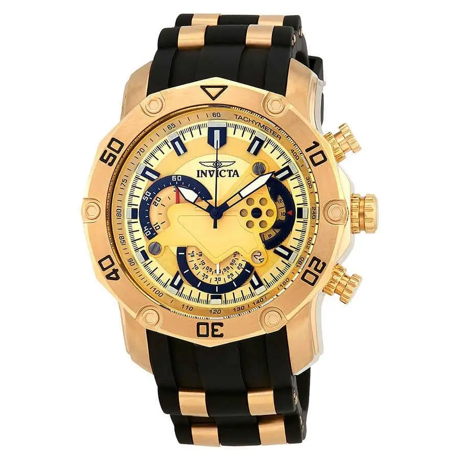 Invicta Pro Diver Chronograph Gold Dial Men`s Watch 23427