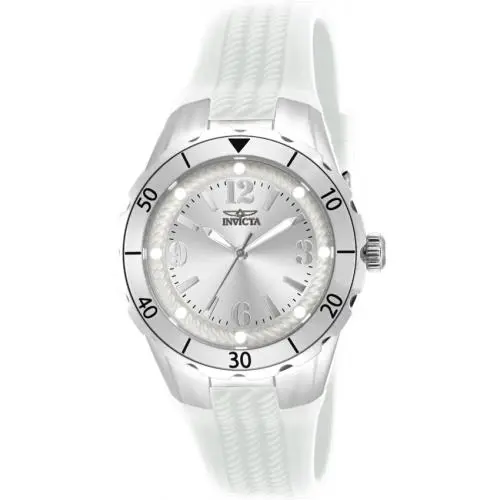 Invicta Angel Silver-tone Dial Ladies Watch 17479 - Dial: Silver-tone, Band: White